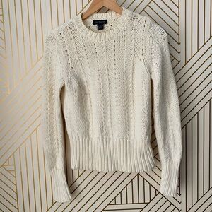 Ann Taylor vintage cotton Cable chunky Knit Braided cotton blend Sweater ribbed